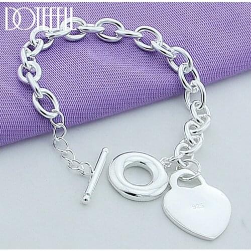 DOTEFFIL 925 Sterling Silver TO Clasp Heart Bracelets For Women Wedding Engagement Luxury Christmas Gift Jewelry