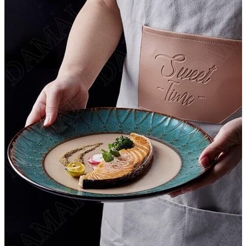 European Ceramic Plates Retro Relief Western Steak Dishes Creativity Restaurant Serving Tray Painted Home Kitchen Tableware