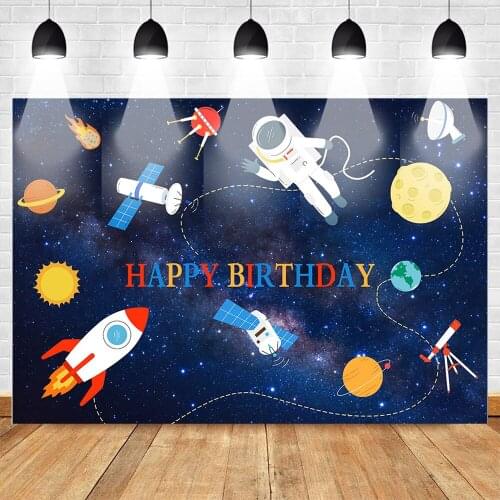 Astronaut Theme Background Birthday Party Photography Backdrop Theme Parties Decoration Background for Photo Booth Studio