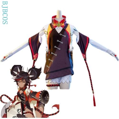 BJBCOS Game Genshin Impact Xinyan Cosplay Genshin Impact Xin Yan Cosplay Costume For Women In Stock