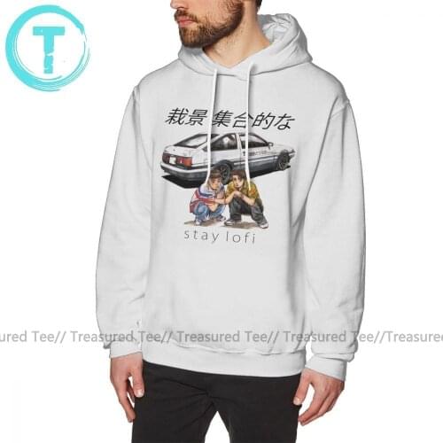 Initial D Hoodie Initial LoFi Hoodies Black XXL Pullover Hoodie Mens Cotton Cool Autumn Long Outdoor Hoodies