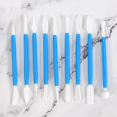 9Pcs Cake Fondant Decorating Modeling Tools Set Plastic Clay Clay Sculpting Carving Tools