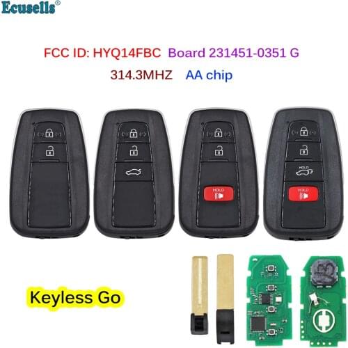 2/3/4 Button ASK 314.3MHz Smart Keyless Go Remote Key AA Chip for Toyota Camry RAV4 Prius FCC ID:HYQ14FBC Board 231451-0351 G