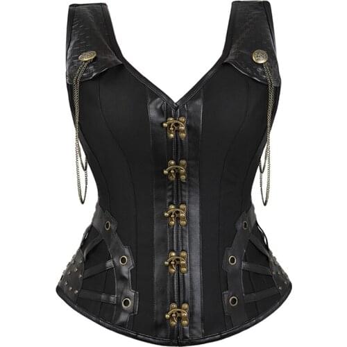 Retro Steampunk Gothic Straps Corset Women Lingerie Vest Sexy Overbust Corsets Top Body Shaper Waist Slimming Bustiers