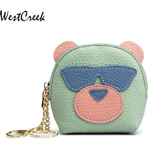 WESTCREEK Brand Creative Cute Coin Purse Genuine Leather Female Multifunction Coin Bag Mini Lipstick Storage Bag Small Wallet