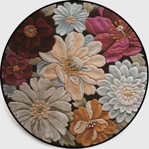 3D Floral Pattern Round Carpet for Living Room Computer Chair Area Rug Children Play Tent Floor Mat Cloakroom Rugs and Carpets