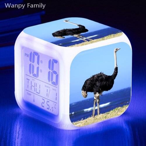 2020 New Ostrich LED Alarm Clock Large screen multifunction digital alarm clock children room luminous electronic clock
