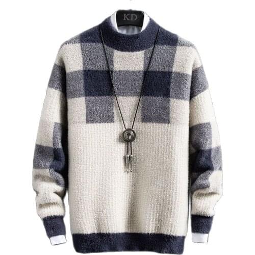 Fashion New Winter Top Quality Cashmere Turtleneck Sweater Men Plaid Male Pullovers Thick Warm Mens Christmas Sweaters Tops
