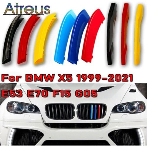 3pcs ABS M/Germany Color Car Racing Grille Strip Trim Clip Stickers For BMW E70 E53 F15 G05 X5 2021 2020 2019 1999-2017 2022