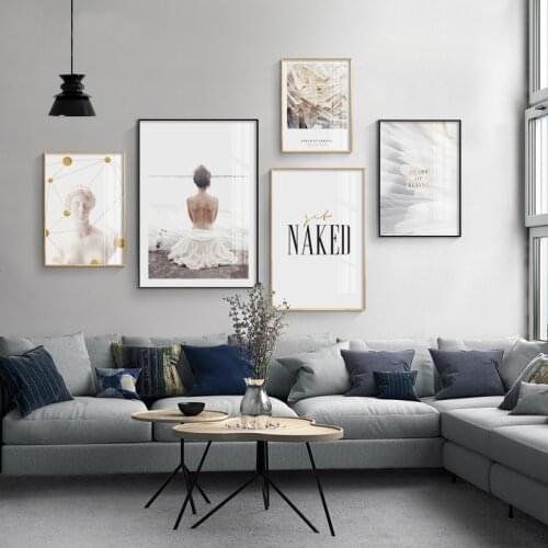 Maeham girls Feather Wall Art canvas Posters Prints Painting Picture minimalist plaster Decorative Picture Nordic Decoration