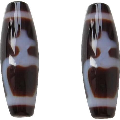 Natural Tibetan Dzi Beads for making diy Jewelry Oval, nectar & two tone, Grade AAA, 13x38mm, Hole:Approx 2mm, Sold By PC