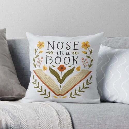 Nose in a Book Throw Pillow Cushion Cover Polyester throw pillows case on sofa home living room car seat decor 45x45cm