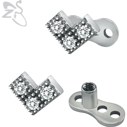 New Zircon Top Dermal Anchor Piercings Unique Shape Natural Crystal Dermal Piercings Titanium Skin Diver Dermal Piercing Jewelry