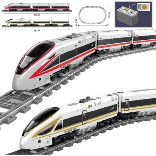 New Battery Powered Electric Train City Fuxing High Speed Rail DIY Building Blocks Bricks Gift Toys