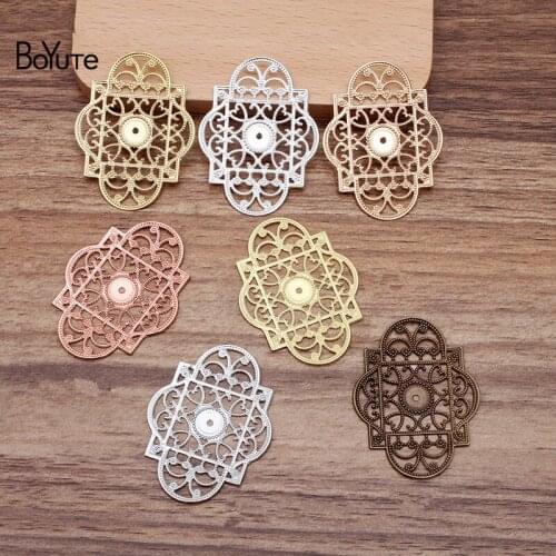 BoYuTe Wholesale (50 Pieces/Lot) 44*32MM Metal Brass Filigree Flower Findings Diy Hand Made Jewelry Materials