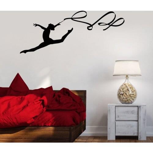 Perfect Quality Ribbon Wall Stickers Art Mural Decor Gymnastics Wall Decal For Gym Sports Girls Room Decoration Wallpaper ZB267
