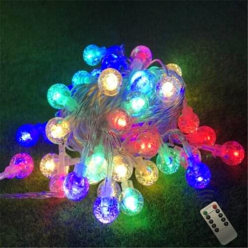 New Holiday Remote Crystal Clear Ball 7.5M 50LED String Lights Fairy Garland For Outdoor Garden Christmas Wedding Party Decor