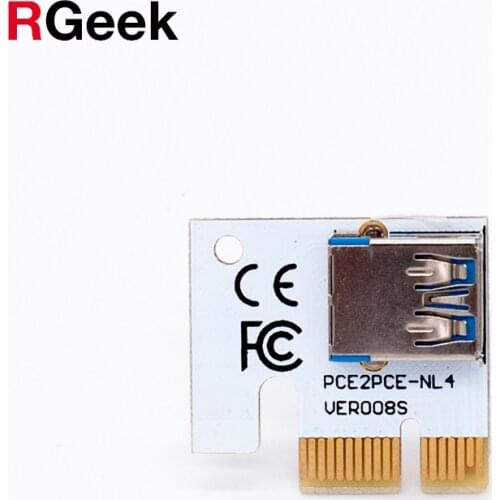 PCI 1X PCI-e X1 Riser 90 Degree Riser Card Adapter to USB For Riser 006 006C 007S 008S райзер для видеокарты