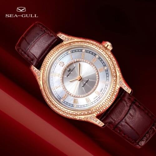 Seagull watch ladies mechanical watch automatic mechanical watch fashion diamond watch retro belt watch master series 1103L
