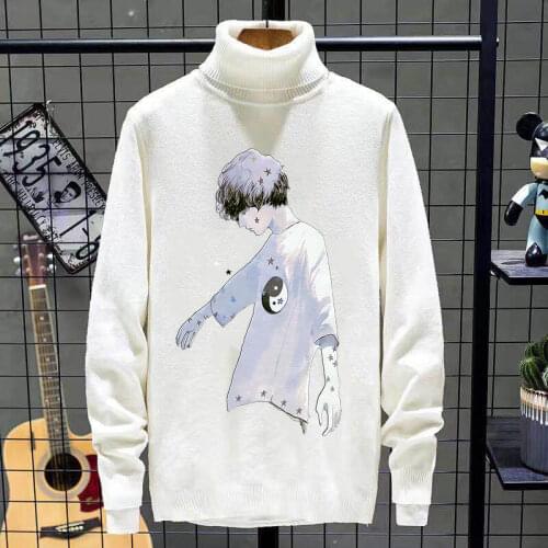 Autumn and winter 2021 new high-neck sweater mens Korean version of the trend thickened hit the bottom line clothing knitwear