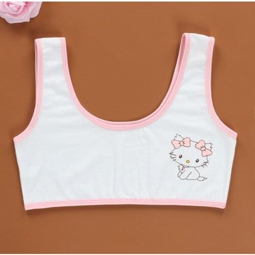 Girl tube top single layer summer cotton cartoon vest girl student bra underwear 8-16Y young girl training bra young girl