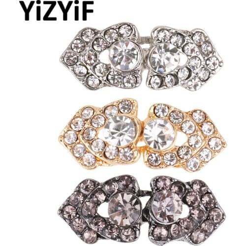 Vintage 3 Pairs Cardigan Sweater Clips Shiny Crystal Cape Cloak Clasps Fasteners Clothes Accessories Sweater Shawl Cardigan Clip