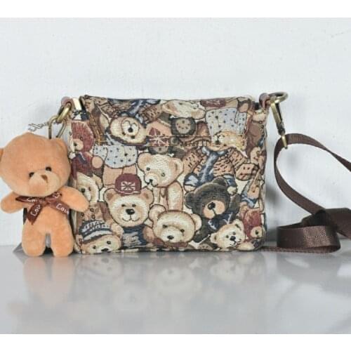 Ladies Canvas Printed Cute Messenger Bag Womens Messenger Bags Lady Sweet Cartoon Student Shoulder Bag