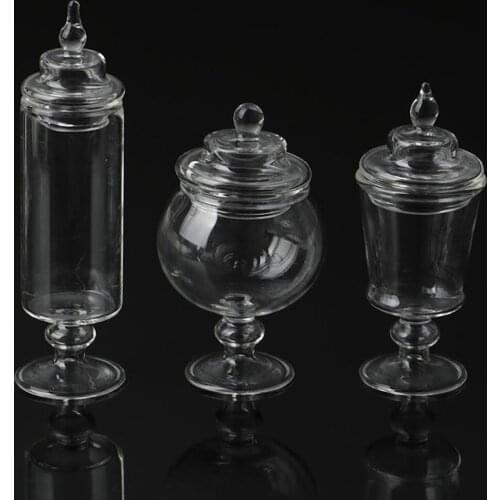 1:12 Dollhouse Miniature Glass Candy Jar Bottle Shop Store Kitchen Groceries