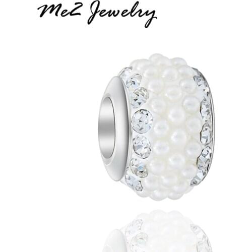 1PC Top Quality Charm Beads fit European Bracelet 2017 White Crystal Charm Diy Jewelry Free Shipping GB38