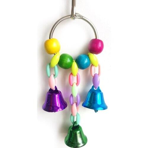 1pcs Simple Bell Chain Parrot Toy Bird Toy Beaded Color Random Hanging Bridge Chain Pet Bird Parrot Chew Swing Toys
