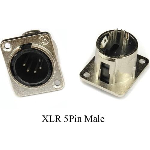 10PCS XLR 5Pin Cannon Plug Socket Connectors 5P Male Female Mounting Panel Connector High quality Soldering Speakon Adaper