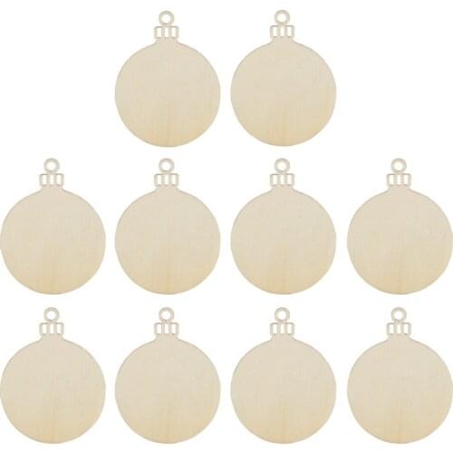 10pcs Wooden Round Bauble Hanging Christmas Tree Blank Decorations Gift Tag Shapes