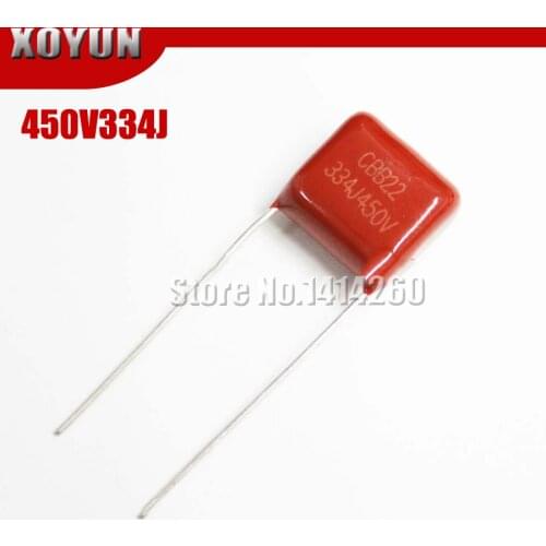 10PCS CBB 450V334J 330NF 0.33UF 334J 450V Pitch 10mm CBB Polypropylene Film Capacitor