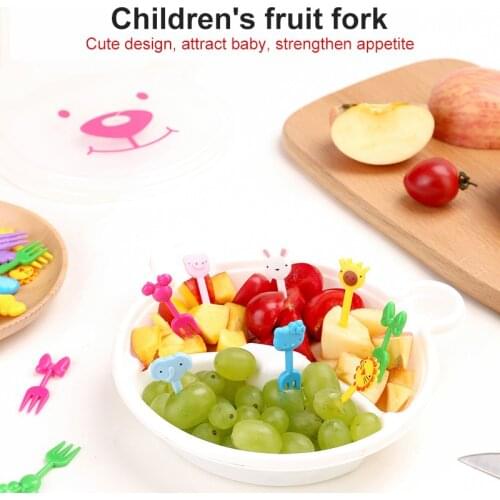 10PCS Animal Farm Fruit Fork Mini Cartoon Children Snack Cake Dessert Food Fruit Pick Toothpick Bento Lunches Party Decor Random