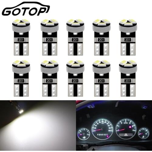 10Pcs T5 Led Bulb W3W W1.2W Led 3014 SMD Car Interior Lights Dashboard Instrument Light Bulb DC 12V Wedge Auto Instrument 6000K