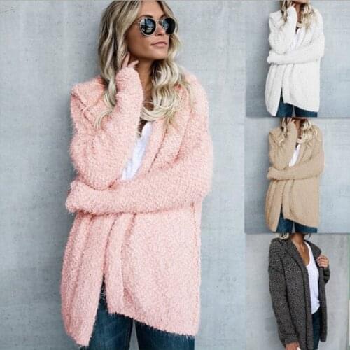 2021 Hot Women Fuzzy Fluffy Cardigan Hooded Coat Winter Warm Jacket Outwear Top S-5Xl Unique Simple Comfortable Leisure Time