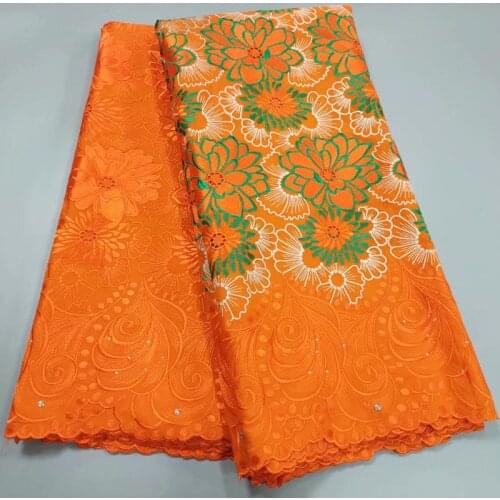 2021 Latest French Net Lace Fabric African 100% Cotton Embroidery Swiss Voile Lace in Switzerland 2.5+2.5Yards For Women Dress