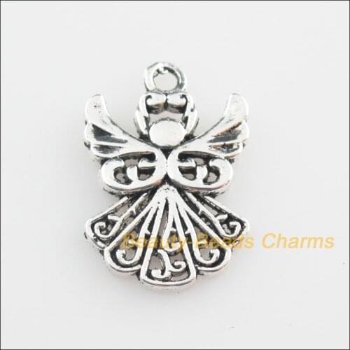 25 New Pendants Dancing Angel Wings Tibetan Silver Tone Charms 14x20mm
