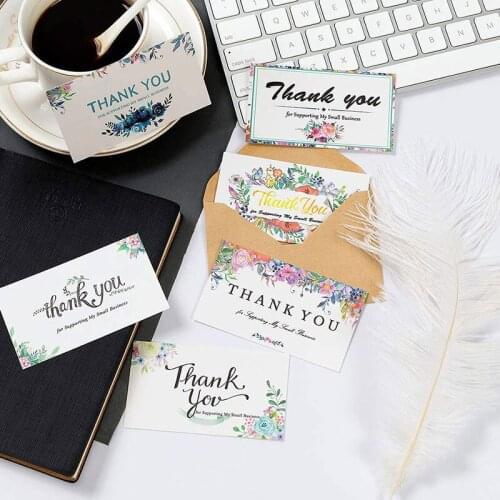 50pcs/lot Thank You Card Kraft Paper Thanks you Supporting My Small Business Message Card Decor Labels Appreciation Cardstock