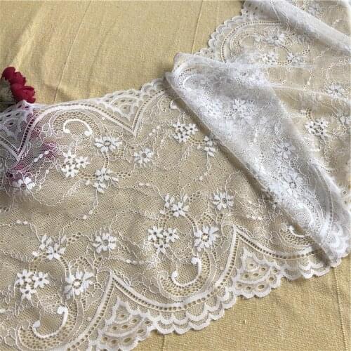 24cm White Lace Elasticelastic Wide Mesh Fabric Couture Accessoire Ribbons For Diy Sewing Needlework Wedding Dress E1944