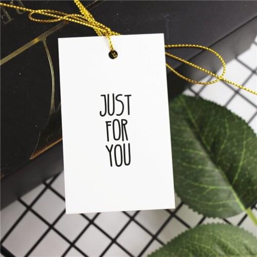 50pcs White Just For You Thank You Hand Made Hang tag Gift Decoration Labels for DIY Wedding Party Gift Supplies 4.5x7.5cm