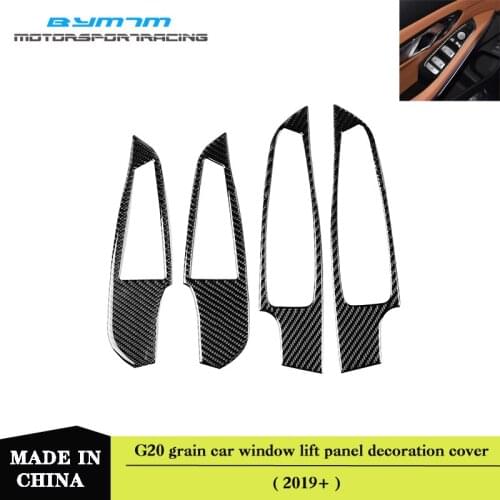 Real Carbon fiber grain car window lift panel decoration cover For BMW 3 Series G20