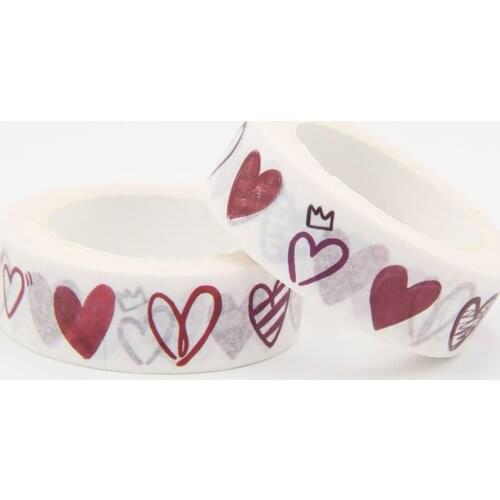 High quality 1PC Pink Heart Washi Tape DIY Decor Scrapbooking Planner Adhesive Masking Tape School Supply