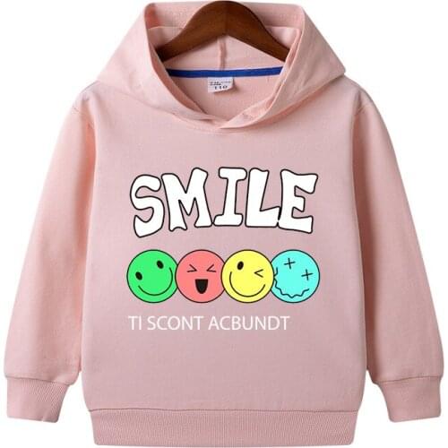 Children Cute Sweatshirt Boy Hoodie Children Fall Toddler Girls Clothes Letter Smile Printed Teenagers Jacket Coat Hooded Tops