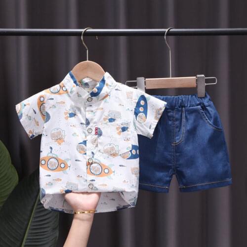 2021 Summer Children Suit Kid Boys Girls Full Print Top Cartoon Shirt Shorts 2Pcs/Sets Baby Toddler Clothing Infant Sportswear