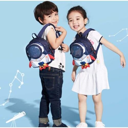 Childrens backpack boys and girls cartoon backpack anti-lost bag 3d rocket backpack children kindergarten school bag sh110024