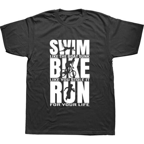 Triathlon Triathlete Runninger Swimmings Bikings Funny T Shirt Men Summer Short Sleeve Streetwear T-Shirt Cotton Tees Black