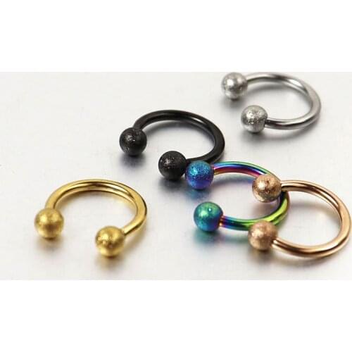 2 Pieces Rose Gold Sandblast Surgical Steel Fake Nose Ring Circullar barbell Ring BCR Piercing Body Jewelry