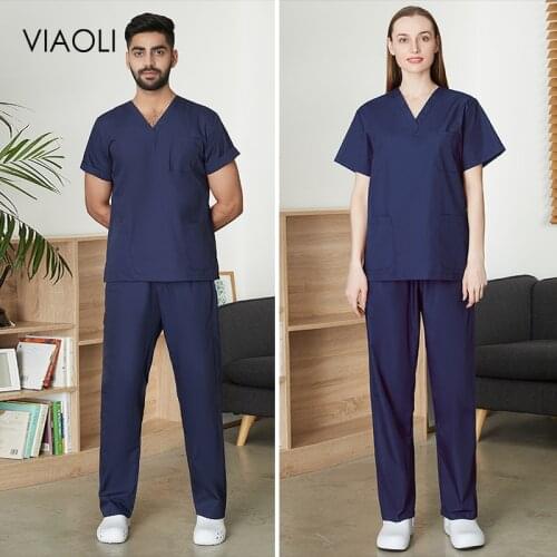 Unisex Laboratory clothes Sets Pet grooming Short-sleeved Uniform Suits Beauty Salon scrubs Workwear Overalls Clothes wholesale