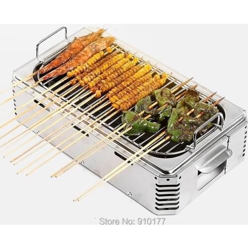Stainless steel barbecue heating bbq grill commercial candle kebab stove winter baking box table BBQ 136